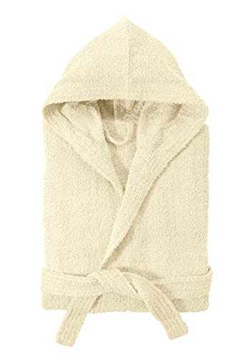 Baroni Home Bademantel aus Frottee mit Kapuze, Bademantel für Damen und Herren 100% Baumwolle, saugfähig und komfortabel, cremefarben, XL von Baroni Home