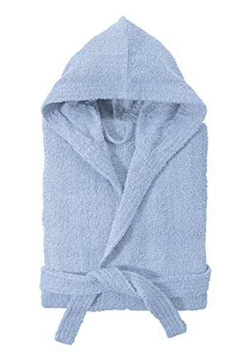 Baroni Home Bademantel aus Frottee mit Kapuze, Bademantel für Damen und Herren 100% Baumwolle, saugfähig und komfortabel, hellblau, 6 Jahre von Baroni Home