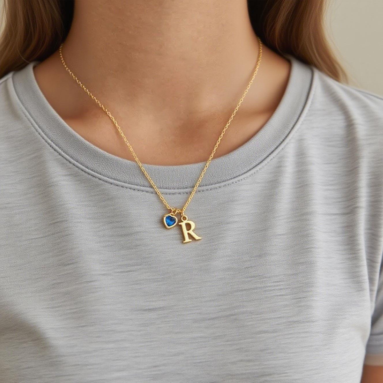 Birthstone Initial Necklace, Gold Women Necklace Birthday Gift For Her, Bridesmaid Gift, Mothers Day Grandma Birthstone Initial Necklace, Gold Women Necklace Birthday Gift For Her, Bridesmaid Gift, Mothers Day Grandma von BaronshopStudio