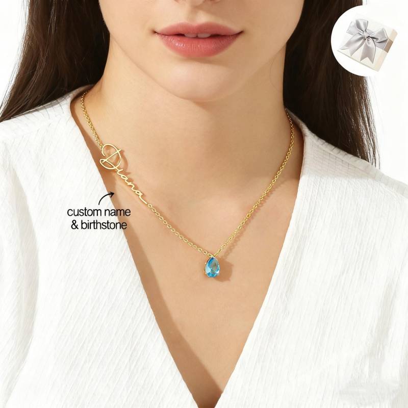 Birthstone Name Necklace, Gold Women Necklace Birthday Gift For Her, Bridesmaid Gift, Mothers Day Grandma von BaronshopStudio