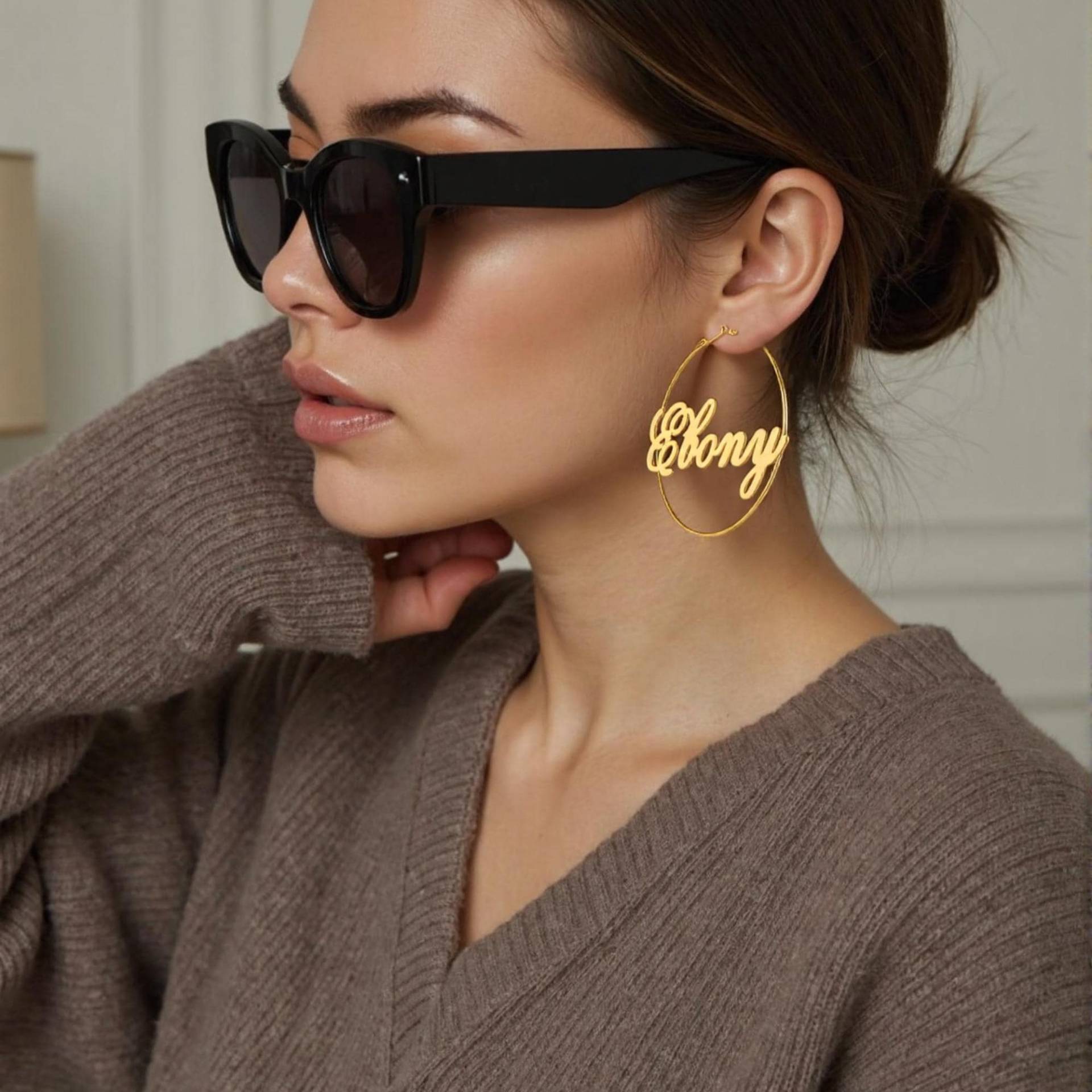 Custom Big Hoop Earring, Nameplate Jewelry Gift For Her, Personalized Name Earrings Gift, For Mom Custom Big Hoop Earring, Nameplate Jewelry Gift For Her, Personalized Name Earrings Gift, For Mom von BaronshopStudio