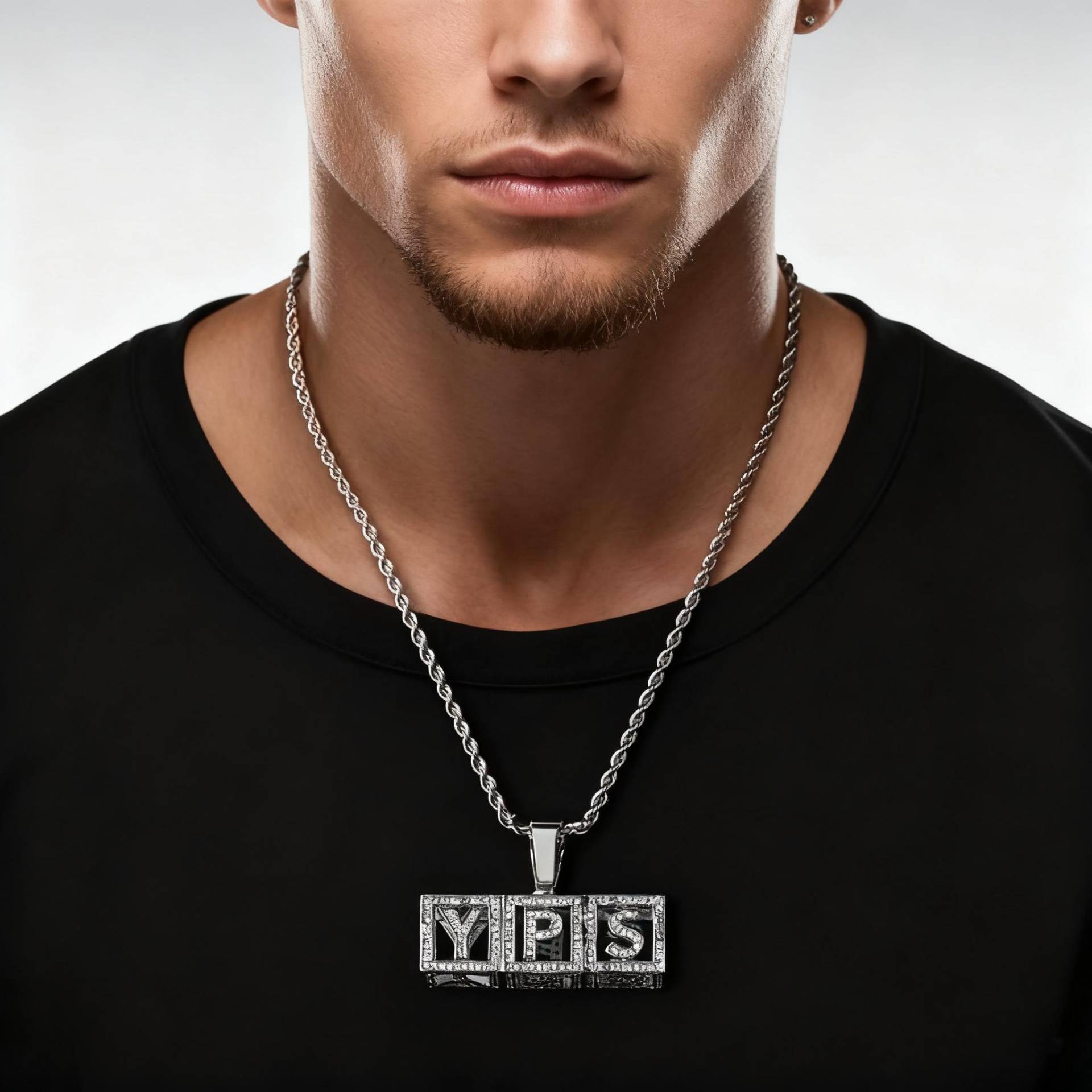 Personalized Hip Hop Name Necklace, Custom Iced Out Pendant, Cube-Shaped Letter Diamond-Encrusted Hip-Hop Necklace, Rock Boy Gifts von BaronshopStudio