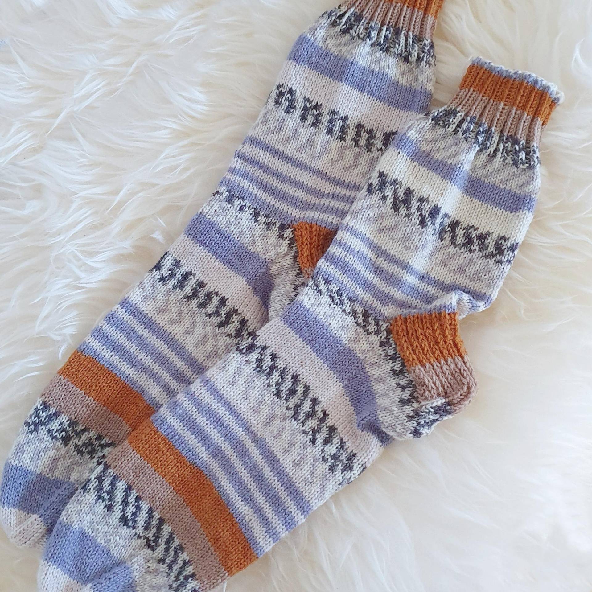 Handgestrickte Socken in Größe 44/45, Strümpfe Aus Wolle Grau Blau Messing Schwarz, Großer Größe, Warme Wollsocken Sh 5914 von BarosaVintage