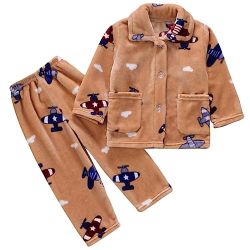 Barrageon Baby Hauskleidung 0-12T Kleinkind Flanell Heimanzug Säugling Pyjama Junge Nachtwäsche Kinder Schlafanzüge Unisex Mädchen (Khaki-6) von Barrageon