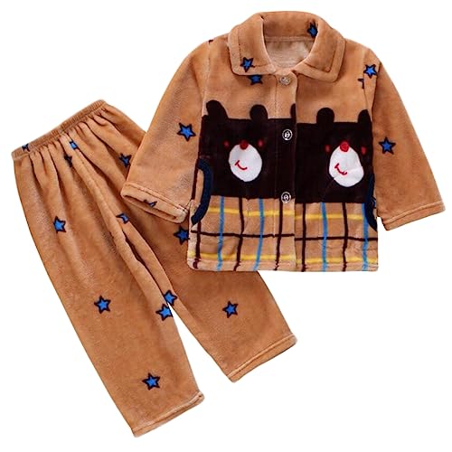 Barrageon Baby Hauskleidung 0-12T Kleinkind Nachtwäsche Junge Heimanzug Kinder Schlafanzüge Säugling Flanell Pyjama Mädchen Unisex (Khaki-16) von Barrageon