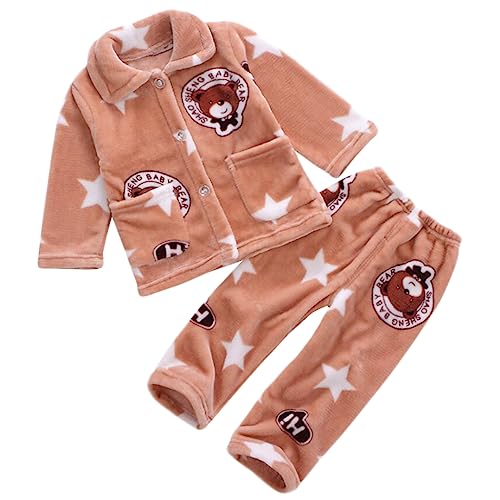 Barrageon Baby Hauskleidung 0-12T Säugling Flanell Heimanzug Junge Nachtwäsche Kinder Schlafanzüge Kleinkind Pyjama Unisex Mädchen (Braun-18) von Barrageon