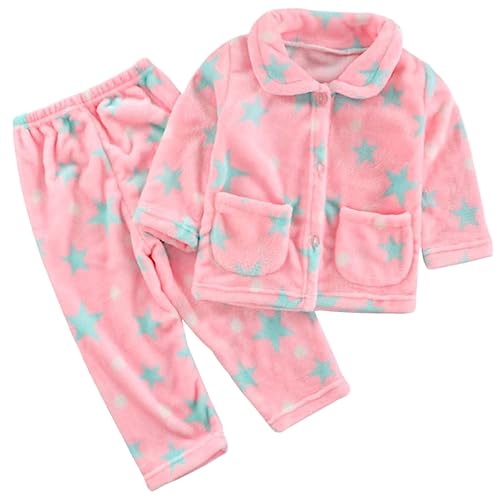 Barrageon Baby Hauskleidung 0-12T Säugling Flanell Pyjama Kleinkind Heimanzug Junge Nachtwäsche Kinder Schlafanzüge Unisex Mädchen (Rosa-100) von Barrageon