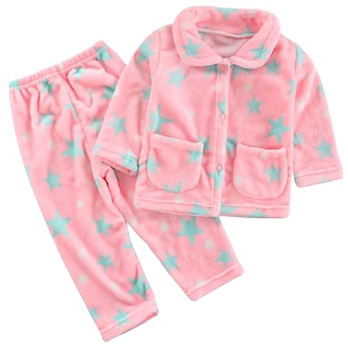 Barrageon Baby Hauskleidung 0-12T Säugling Flanell Pyjama Kleinkind Heimanzug Junge Nachtwäsche Kinder Schlafanzüge Unisex Mädchen (Rosa-110) von Barrageon