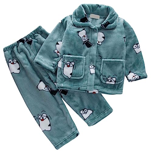 Barrageon Baby Hauskleidung 0-12T Säugling Flanell Pyjama Kleinkind Heimanzug Kinder Schlafanzüge Junge Nachtwäsche Unisex Mädchen (Grün-12) von Barrageon