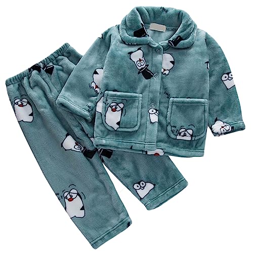 Barrageon Baby Hauskleidung 0-12T Säugling Flanell Pyjama Kleinkind Heimanzug Kinder Schlafanzüge Junge Nachtwäsche Unisex Mädchen (Grün-22) von Barrageon