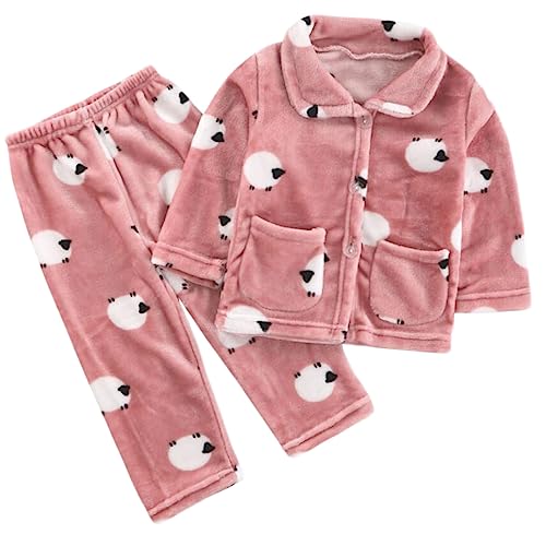 Barrageon Baby Hauskleidung 0-12T Säugling Pyjama Junge Nachtwäsche Mädchen Flanell Kleinkind Heimanzug Kinder Schlafanzüge (Dunkel Rosa-120) von Barrageon