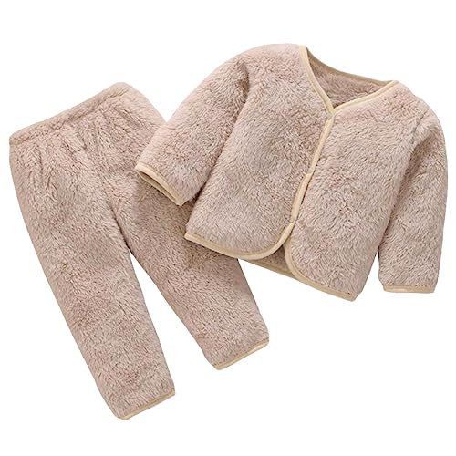 Barrageon Baby Hauskleidung 0-3T Säugling Pyjama Kleinkind Heimanzug Junge Nachtwäsche Kinder Schlafanzüge Mädchen Unisex Flanell (Khaki-80) von Barrageon