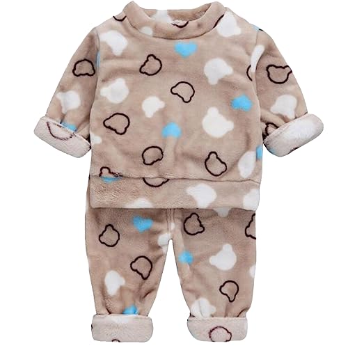 Barrageon Baby Hauskleidung 0-5T Junge Flanell Nachtwäsche Kinder Schlafanzüge Säugling Pyjama Kleinkind Heimanzug Unisex Mädchen (Khaki-100) von Barrageon