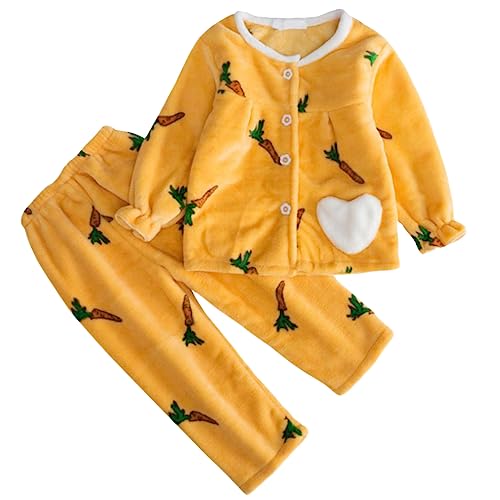 Barrageon Baby Hauskleidung 2-12T Kinder Schlafanzüge Junge Nachtwäsche Säugling Pyjama Kleinkind Flanell Heimanzug Unisex Mädchen (Gelb-120) von Barrageon