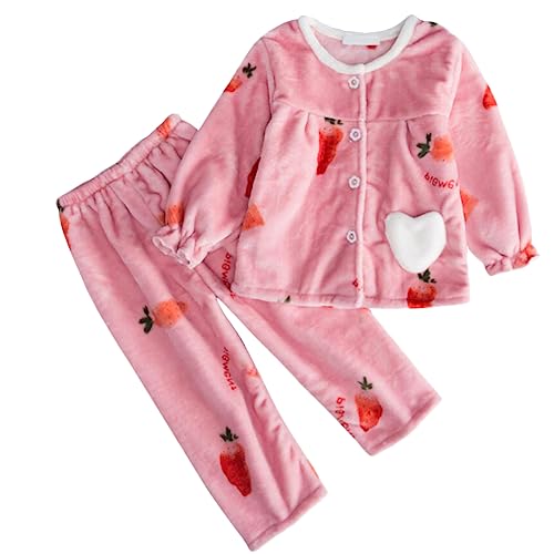 Barrageon Baby Hauskleidung 2-12T Kinder Schlafanzüge Junge Nachtwäsche Säugling Pyjama Kleinkind Heimanzug Mädchen Flanell Unisex (Rosa-120) von Barrageon