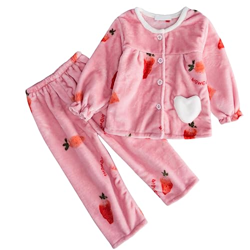 Barrageon Baby Hauskleidung 2-12T Kinder Schlafanzüge Junge Nachtwäsche Säugling Pyjama Kleinkind Heimanzug Mädchen Flanell Unisex (Rosa-150) von Barrageon
