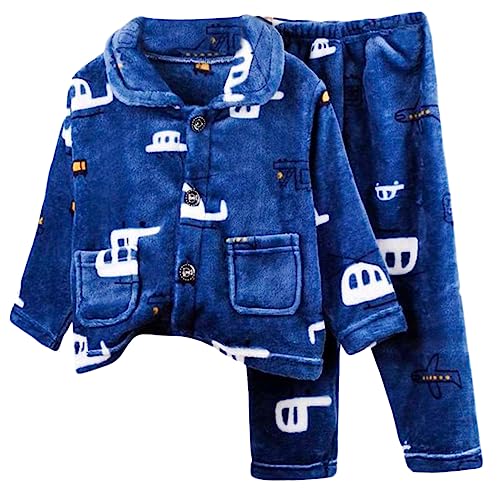 Barrageon Baby Hauskleidung 2-12T Kleinkind Heimanzug Säugling Pyjama Junge Nachtwäsche Kinder Schlafanzüge Flanell Mädchen (Navy Blau-140) von Barrageon