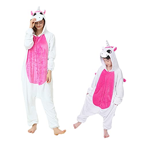 Barrageon Kinder Tiere Kostüme Schlafanzüge Jumpsuit Flanell Cosplay Pyjama Onesie Cartoon Nachtwäsche Overall Hoodie Süß Jungen Mädchen (Rot-110) von Barrageon