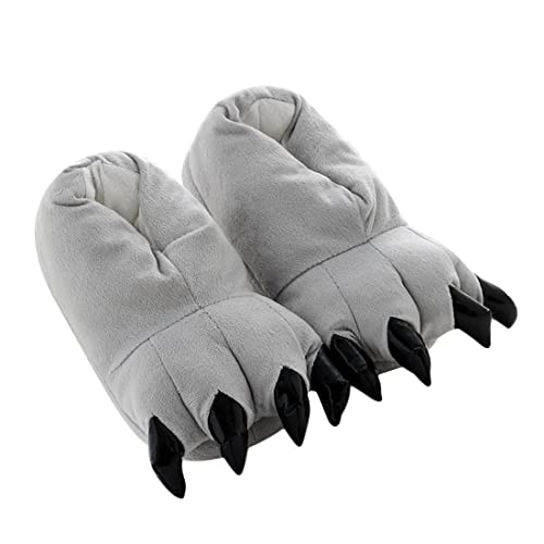 Barrageon Unisex Plüsch Hausschuhe Tier Pfote Pantoffel Kuscheltier Warme Cosplay Kostüme Party Kinder Herbst Winter Indoor Grau 23-33, 23/33 EU von Barrageon