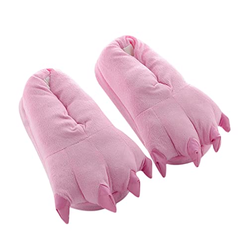 Barrageon Unisex Plüsch Hausschuhe Tier Pfote Pantoffel Kuscheltier Warme Cosplay Kostüme Party Kinder Herbst Winter Indoor Pink 23-33 von Barrageon