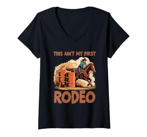 Damen Barrel Racing Cowgirl, Rodeo Barrel Racer T-Shirt mit V-Ausschnitt Damen Barrel Racing Cowgirl, Rodeo Barrel Racer T-Shirt mit V-Ausschnitt von Barrel Racing Co