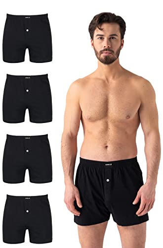 Barrio 13 Boxershorts Herren 4er Pack komfortable Weite Unterhose aus 95% Baumwolle mit Eingriff und Komfortbund Schwarz Größe 3XL von Barrio 13