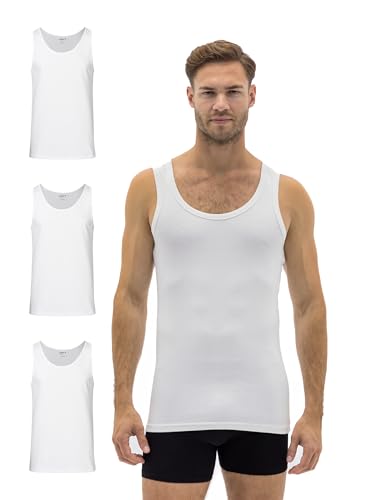 Barrio 13 Unterhemd Herren 3er Pack Feinripp Tank Top mit Stretch aus Baumwolle Herren Unterhemden Tanktop Achselshirts Weiss XL von Barrio 13