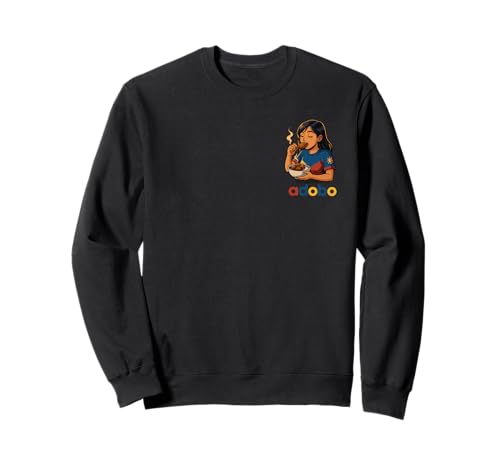 Adobo Philippinisches Essen, Retro-Mädchen, das Reishuhn isst Sweatshirt von Barrio Flavor Art