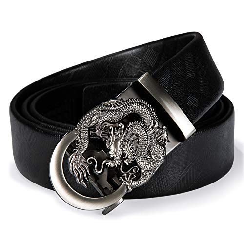 Barry.Wang Dragon Belt für Männer Echtes Leder mit automatischer Schnalle Black Business Belt Geschenk Neuheit von Barry.Wang