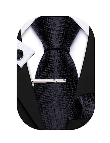 Barry.Wang Herren Krawatte 63" Seide Slim Krawatte Paisley/Solid Color Mode Taschentuch Manschettenknöpfe Clip 4PC Klassische Hochzeit Business Party von Barry.Wang