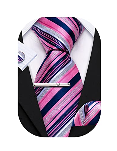 Barry.Wang Herren Krawatte Reine Farbe Paisley Mode Krawatte Taschentuch Manschettenknopf Clip 4PC Klassische Hochzeit Business Party von Barry.Wang