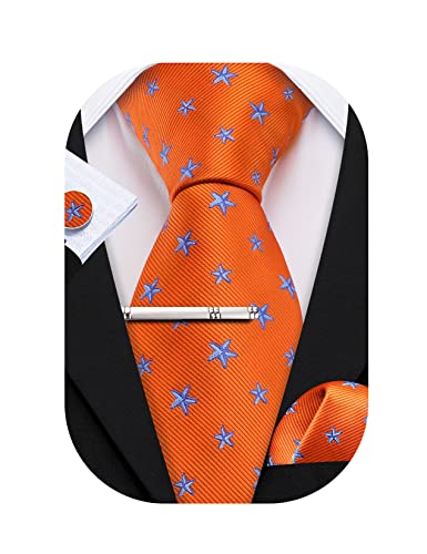 Barry.Wang Herren Krawatte Reine Farbe Paisley Mode Krawatte Taschentuch Manschettenknopf Clip 4PC Klassische Hochzeit Business Party von Barry.Wang