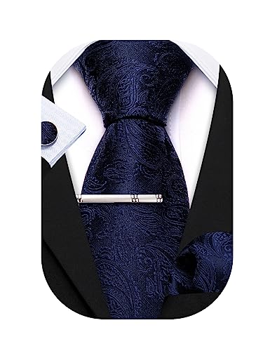 Barry.Wang Herren Krawatte Seide Set Florale Paisley-Krawatte Einstecktuch Manschettenknöpfe im Krawattenklammer Feierliche Hochzeit Party Barry.Wang Herren Krawatte Seide Set Florale Paisley-Krawatte Einstecktuch Manschettenknöpfe im Krawattenklammer Feierliche Hochzeit Party von Barry.Wang