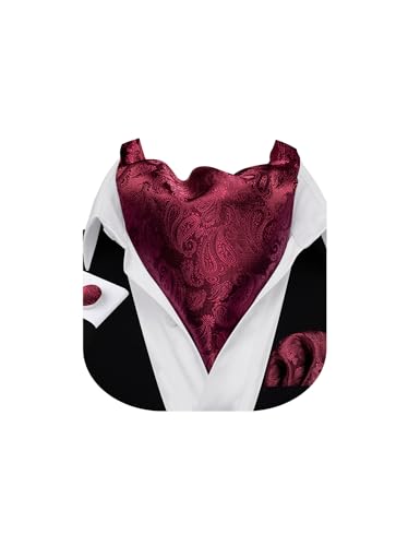 Barry.Wang Herren Rot Ascot Halstuch Krawatte Set mit Einstecktuch Barry.Wang Herren Rot Ascot Halstuch Krawatte Set mit Einstecktuch von Barry.Wang