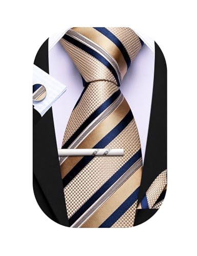 Barry.Wang Herren Seiden-Geschäftskrawatten mit Taschentuch Manschettenknopf-Streifen Plaid-Krawatten-Set Feierliche Hochzeit Barry.Wang Herren Seiden-Geschäftskrawatten mit Taschentuch Manschettenknopf-Streifen Plaid-Krawatten-Set Feierliche Hochzeit von Barry.Wang