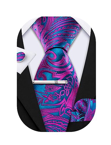 Barry.Wang Herren Seiden-Paisley-Krawatten mit Taschentuch Manschettenknopf Krawattenset Feierliche Hochzeit 3PCS Barry.Wang Herren Seiden-Paisley-Krawatten mit Taschentuch Manschettenknopf Krawattenset Feierliche Hochzeit 3PCS von Barry.Wang