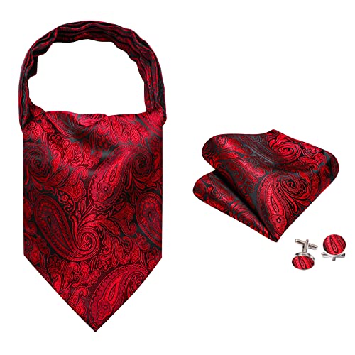 Barry.Wang Herren Seidenkrawatte Paisley Woven Paisley Fashion Ascot und Einstecktuch Manschettenknöpfe Set Hochzeit Formal, Set-7, Einheitsgröße von Barry.Wang