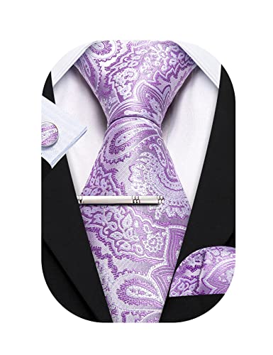 Barry.Wang Männer Krawatte Set Paisley Seide Hochzeit Krawatte Einstecktuch Manschettenknöpfe Formelle Klassiker von Barry.Wang