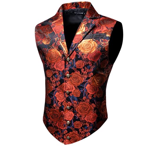 Barry.Wang Viktorianische Anzugweste für Herren, Paisleymuster, formell, Freizeit, taillierter Kragen, schmale Passform, Steampunk, Gothic, Smoking, burnt orange, Medium Barry.Wang Viktorianische Anzugweste für Herren, Paisleymuster, formell, Freizeit, taillierter Kragen, schmale Passform, Steampunk, Gothic, Smoking, burnt orange, Medium von Barry.Wang