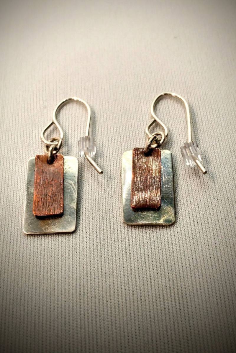 sterling Silber Ohrringe Mit Patiniertem Kupfer von BarryGrahamJewelry