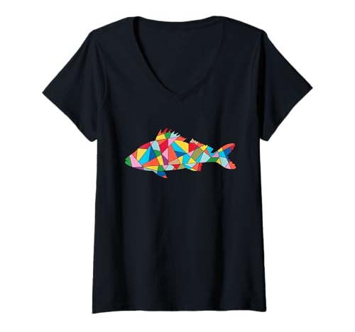 Damen Barsch Angler Design Barschangeln Kinder Barsche Angeln T-Shirt mit V-Ausschnitt Damen Barsch Angler Design Barschangeln Kinder Barsche Angeln T-Shirt mit V-Ausschnitt von Barsch Angler Designs zum Fisch Angeln und Fischen