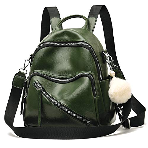 Niedliche Mini-Lederrucksäcke für Damen, wandelbare Schultertasche, Geldbörse, lässig, Teenager, Mädchen, Schule, Urlaub, kleiner Tagesrucksack, Schwarz, Grün , Mini von Barsine