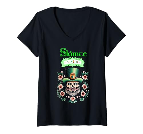 Damen SLÁINTE Prost Irland Eire Irish Pub Bier T-Shirt mit V-Ausschnitt Damen SLÁINTE Prost Irland Eire Irish Pub Bier T-Shirt mit V-Ausschnitt von Bart Junkies