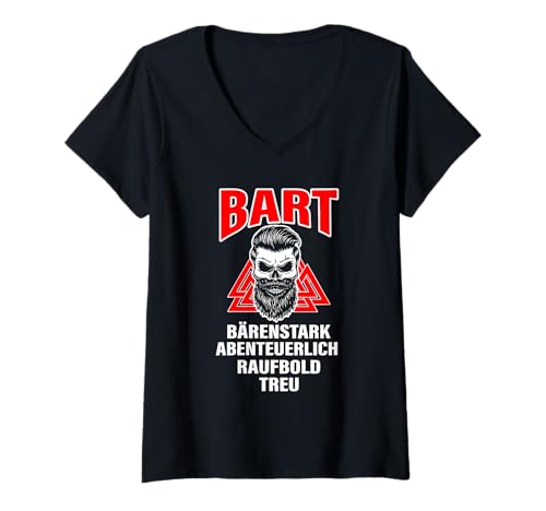 Damen Bart bärenstark abenteuerlich reaufbold trau lustige sprüche T-Shirt mit V-Ausschnitt Damen Bart bärenstark abenteuerlich reaufbold trau lustige sprüche T-Shirt mit V-Ausschnitt von Bart bärenstark abenteuerlich reaufbold trau