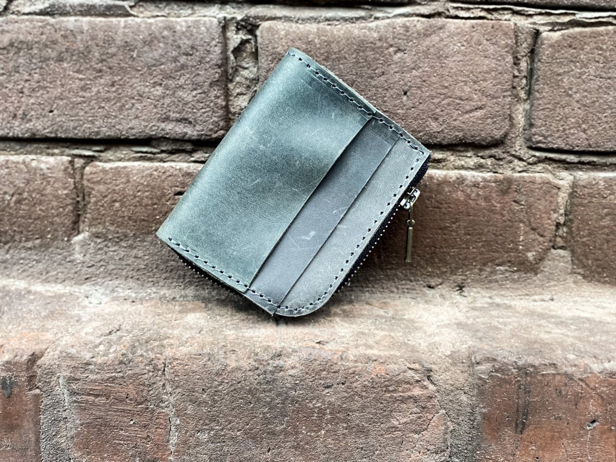 Herren-Geldbörse Aus Leder, Kartenetui, Kleine Geldbörse Mit Rundum-Reißverschluss, Personalisierte Geldbörse, Kreditkarten-Brieftasche, Vordertasche von BartBag