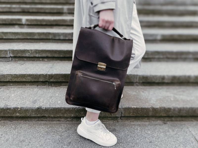 Laptop-Rucksack Aus Leder Mit Monogramm Echtleder-Geldbörse Für Damen von BartBag