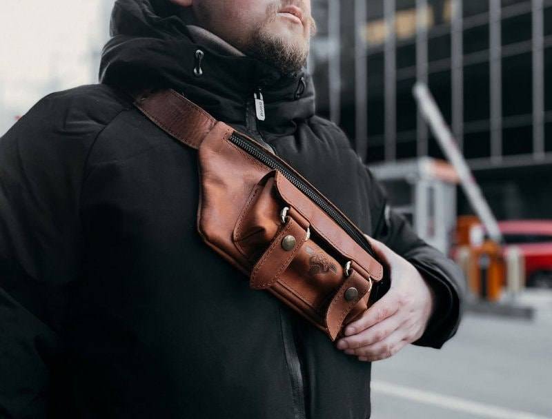 Leder-Gürteltasche, Hüfttasche, Gürteltasche, Leder-Schultertasche, Kleine Umhängetasche, Unisex-Umhängetasche von BartBag