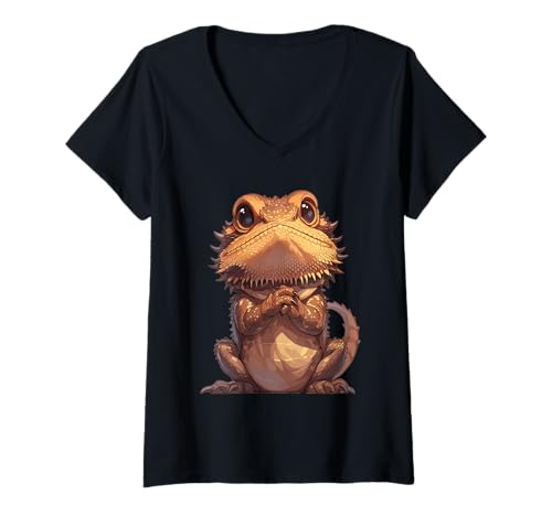 Damen Bartagamen Bartagame T-Shirt mit V-Ausschnitt von Bartagamen Bartagame Tier Shop