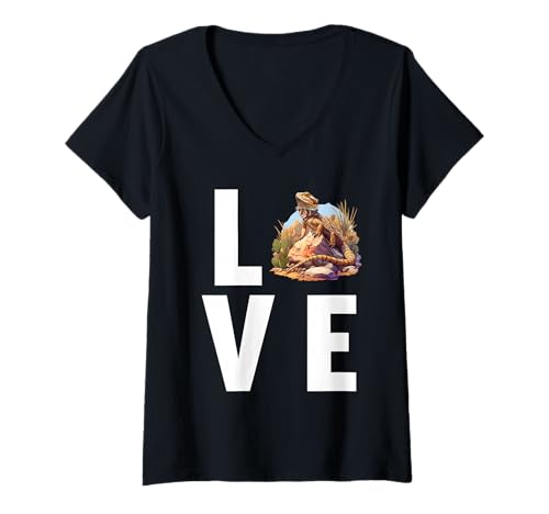 Damen Bartagamen Bartagame T-Shirt mit V-Ausschnitt von Bartagamen Bartagame Tier Shop