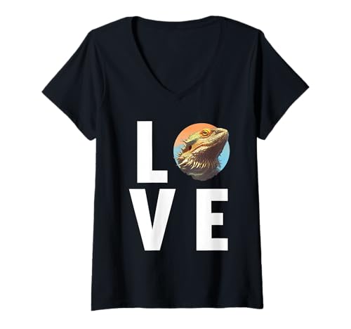 Damen Bartagamen Bartagame T-Shirt mit V-Ausschnitt von Bartagamen Bartagame Tier Shop